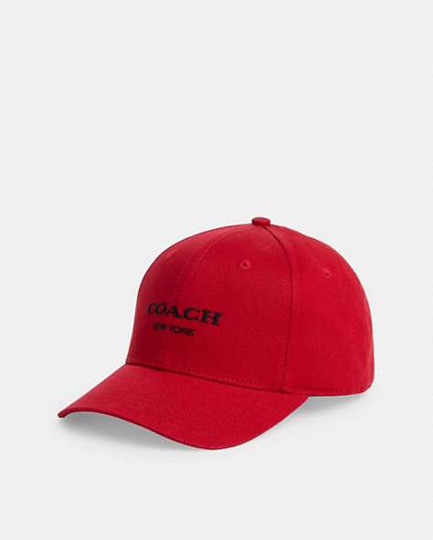 COACH®,EMBROIDERED BASEBALL HAT,cotton,Red,Front View