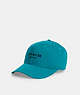 COACH®,EMBROIDERED BASEBALL HAT,cotton,Teal,Front View