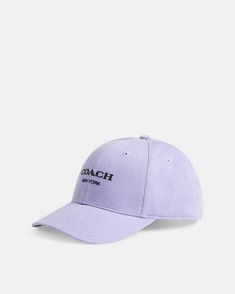 COACH®,EMBROIDERED BASEBALL HAT,cotton,Light Violet,Front View