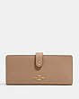 COACH®,SLIM WALLET,Crossgrain Leather,Mini,Gold/Taupe,Front View