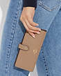 COACH®,SLIM WALLET,Crossgrain Leather,Mini,Gold/Taupe,Detail View