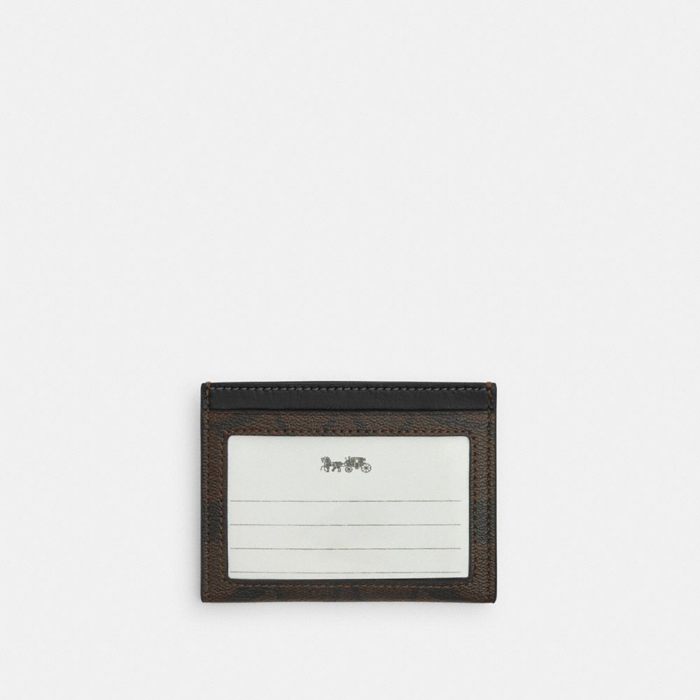 COACH®,Slim Id Card Case In Signature Canvas,Leather,Canvas,Card Case,PVC,Logo,Color Block,Gold Metal,Casual,Multi Color,Back View