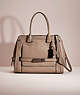 COACH®,RESTORED SWAGGER FRAME SATCHEL,Smooth Leather,Dark Gunmetal/Fog,Front View