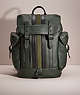 COACH®,RESTORED HITCH BACKPACK WITH VARSITY STRIPE,Polished Pebble Leather,Large,Black Copper/Amazon Multi,Front View