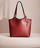 COACH®,RESTORED DAY TOTE,Polished Pebble Leather,Large,Brass/Brick Red,Front View