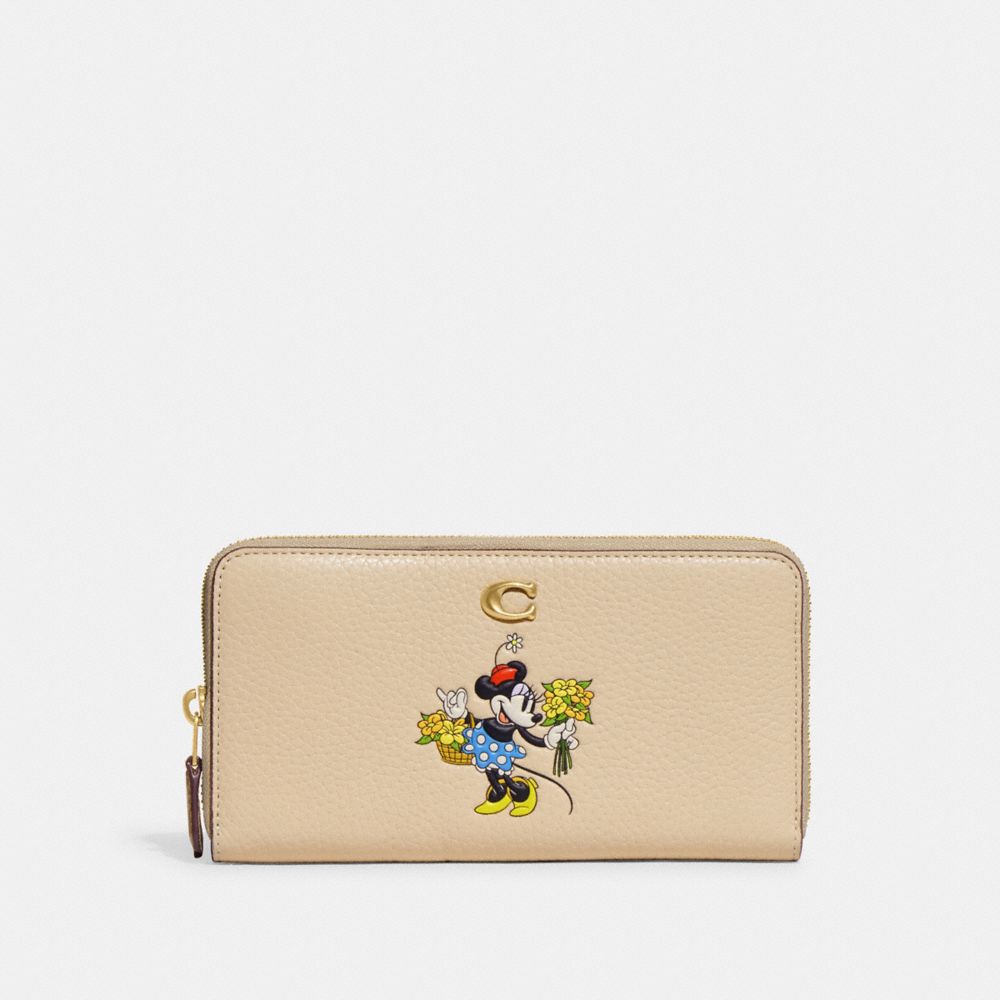 Disney Winking Mickey Mouse Glovetanned Leather Accordion Zip