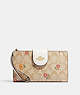 COACH®,PHONE WALLET IN SIGNATURE CANVAS WITH NOSTALGIC DITSY PRINT,Gold/Light Khaki Multi,Front View