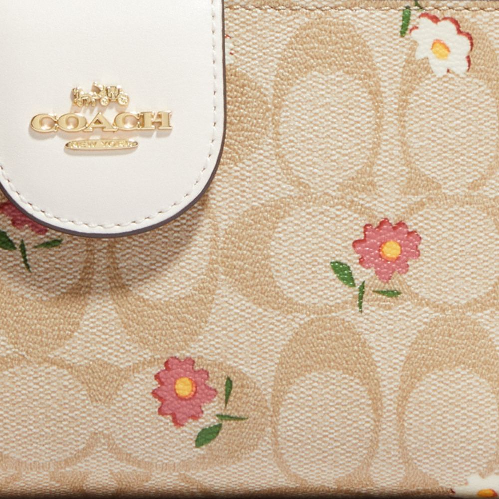 Coach Outlet Phone Wallet In Signature Canvas With Country Floral