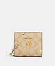 COACH®,SNAP WALLET IN SIGNATURE CANVAS WITH NOSTALGIC DITSY PRINT,Mini,Gold/Light Khaki Multi,Front View