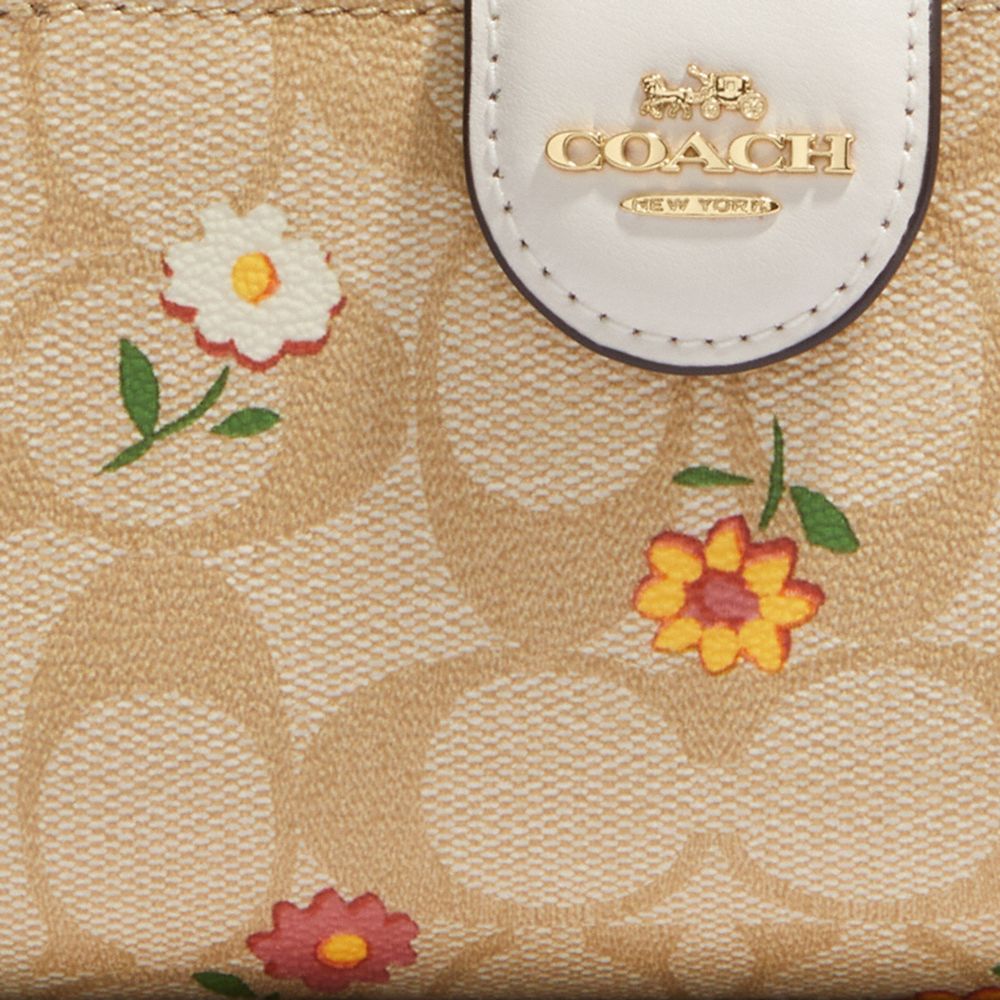 Coach Outlet Medium Corner Zip Wallet In Signature Canvas With Nostalgic  Ditsy Print