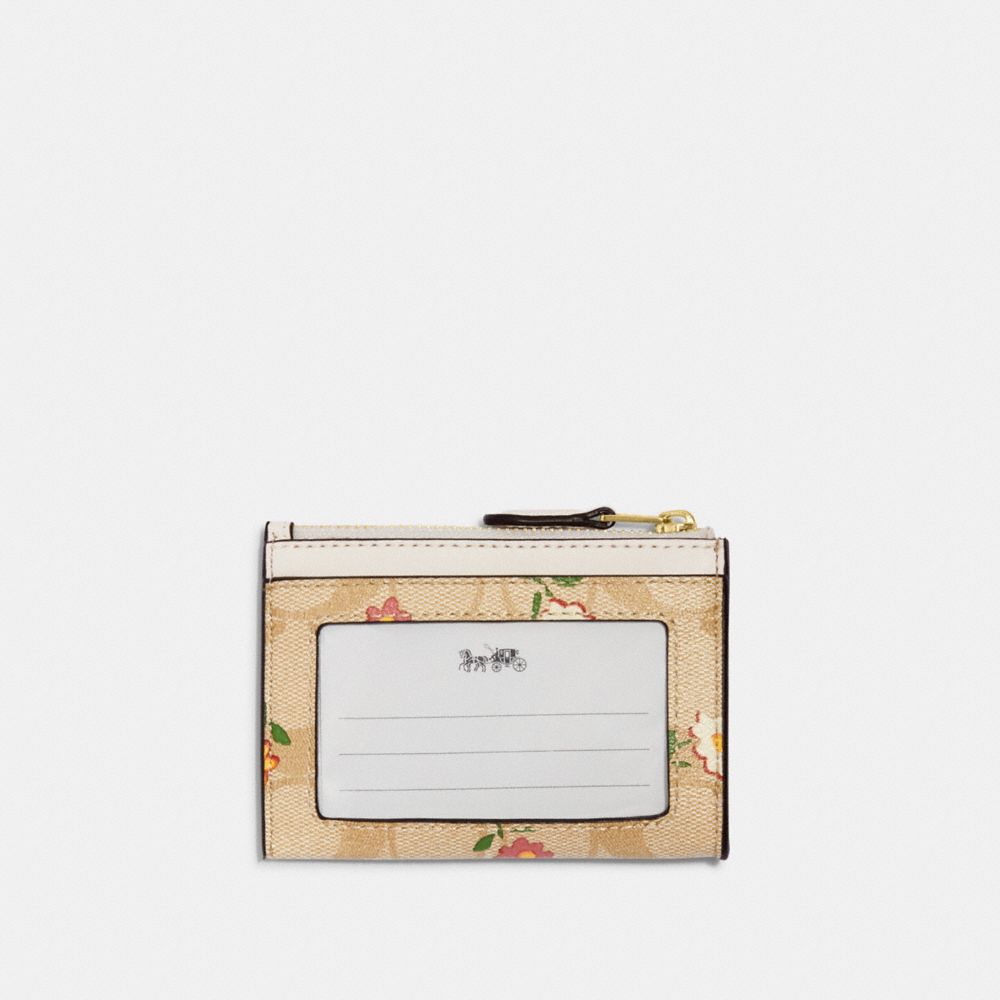 NEW Coach Brown Yellow Mini Skinny ID Case Monogram Signature