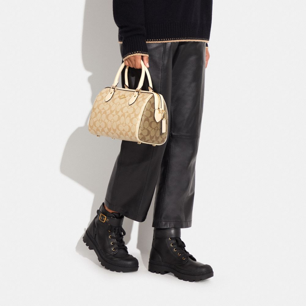 Coach- Rowan Satchel In Signature Canvas With Trompe L'oeil Print (Sil –  Amreki