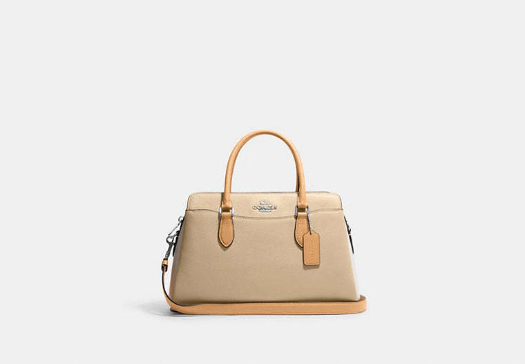 COACH®,DARCIE CARRYALL IN COLORBLOCK,Silver/Sandy Beige Multi,Front View image number 0