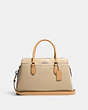 COACH®,DARCIE CARRYALL IN COLORBLOCK,Medium,Silver/Sandy Beige Multi,Front View