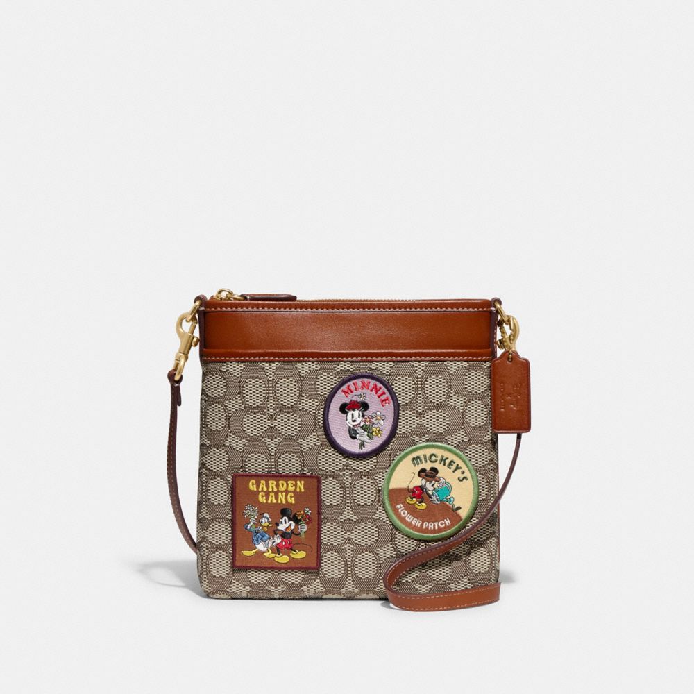 COACH Disney X Coach Kitt Messenger Crossbody Bag In Signature Textile Jacquard With Patches