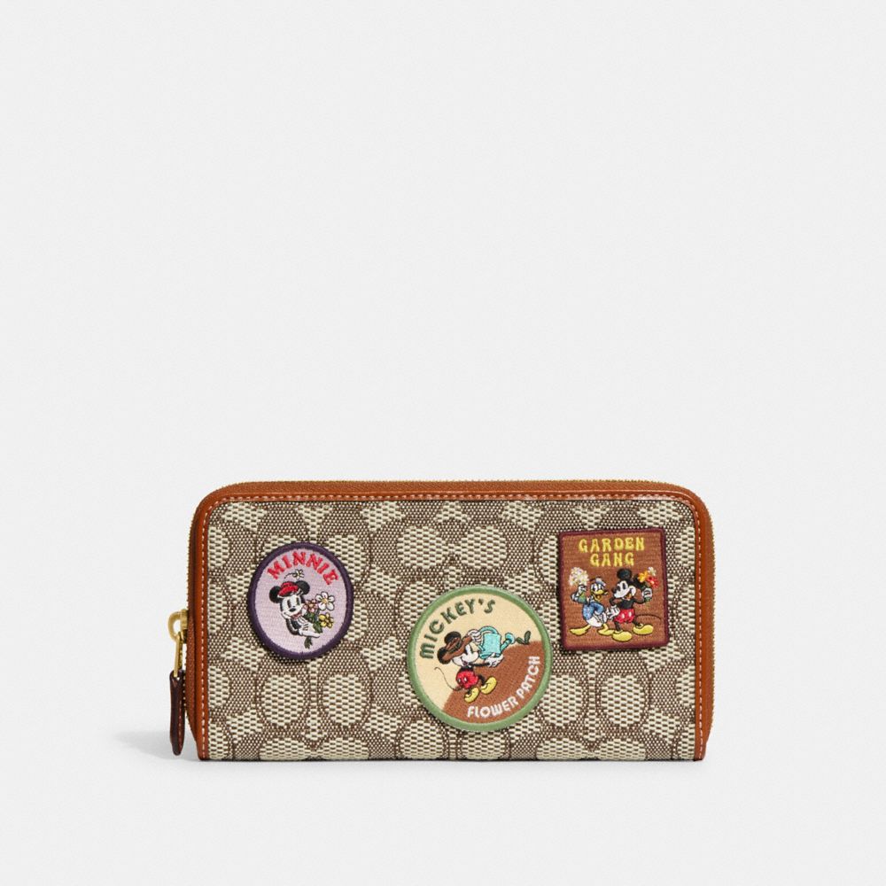 【DISNEY X COACH】アコーディオン ジップ ウォレット・シグネチャー テキスタイル ジャカード・パッチ