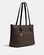 COACH®,GALLERY TOTE IN SIGNATURE CANVAS,pvc,Large,Everyday,Gold/Brown Black,Angle View