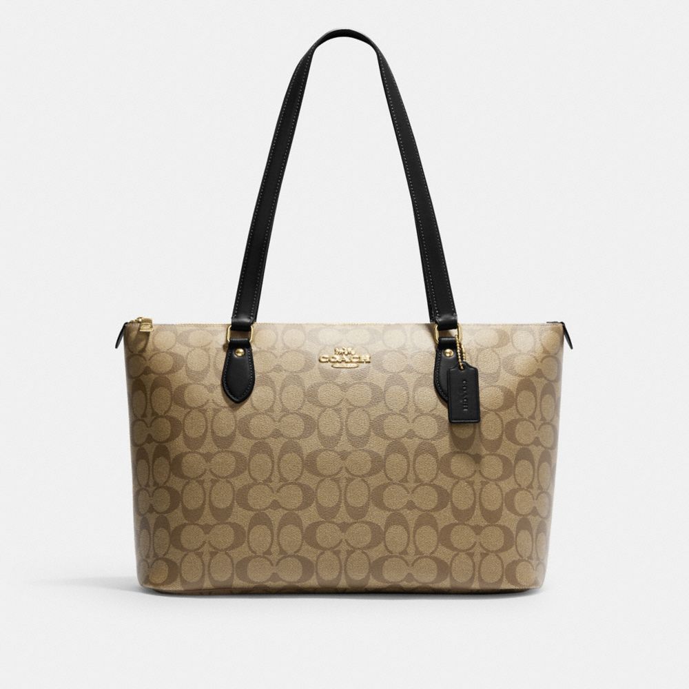 Coach CH504 Gallery Tote In Signature Canvas IN Light Khaki Petunia