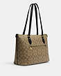 COACH®,GALLERY TOTE IN SIGNATURE CANVAS,pvc,X-Large,Everyday,Gold/Khaki/Black,Angle View
