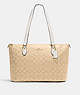 COACH®,GALLERY TOTE IN SIGNATURE CANVAS,pvc,Large,Everyday,Gold/Light Khaki Chalk,Front View