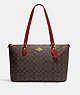 COACH®,GALLERY TOTE IN SIGNATURE CANVAS,pvc,X-Large,Everyday,Gold/Brown 1941 Red,Front View