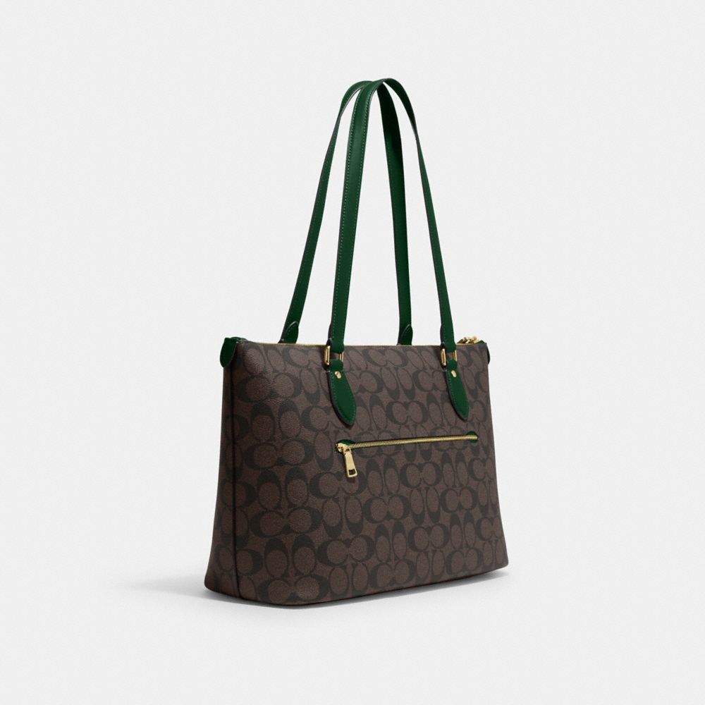COACH®,GALLERY TOTE BAG IN SIGNATURE CANVAS,Signature Canvas,Everyday,Im/Brown/Dark Pine,Angle View