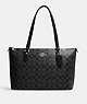 COACH®,GALLERY TOTE IN SIGNATURE CANVAS,pvc,X-Large,Everyday,Silver/Graphite/Black,Front View