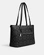 COACH®,GALLERY TOTE IN SIGNATURE CANVAS,pvc,X-Large,Everyday,Silver/Graphite/Black,Angle View