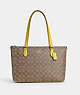 COACH®,GALLERY TOTE IN SIGNATURE CANVAS,pvc,X-Large,Everyday,Silver/Khaki/Retro Yellow,Front View