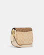 COACH®,MORGAN SADDLE BAG IN BLOCKED SIGNATURE CANVAS,Small,Gold/Light Khaki Multi,Angle View