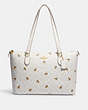 COACH®,GALLERY TOTE IN SIGNATURE CANVAS WITH BEE PRINT,X-Large,Gold/Chalk/Glacier White Multi,Front View