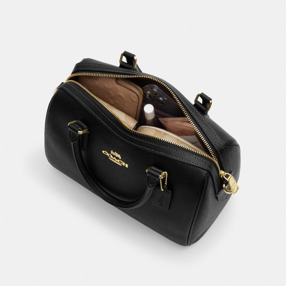 COACH®,Rowan Satchel Bag In Signature Canvas With Bee Print,,Inside View, Top View