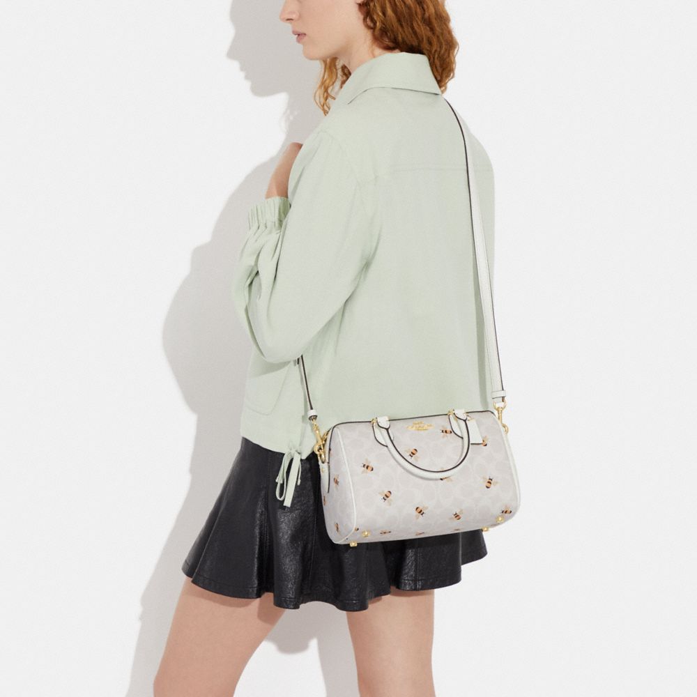 COACH®,Rowan Satchel Bag In Signature Canvas With Bee Print,,Detail View