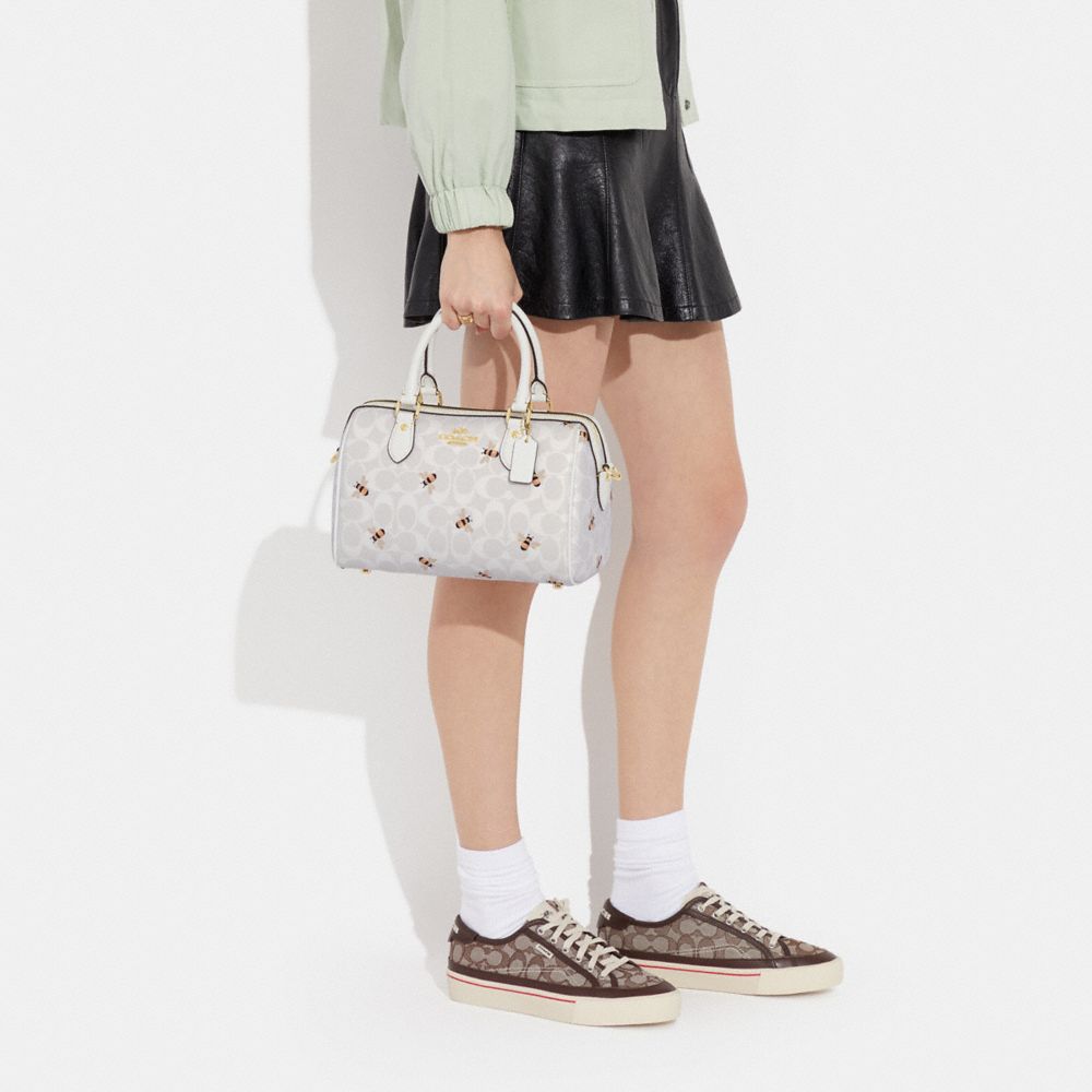 Coach Rowan Satchel In Signature Canvas With Bee Print