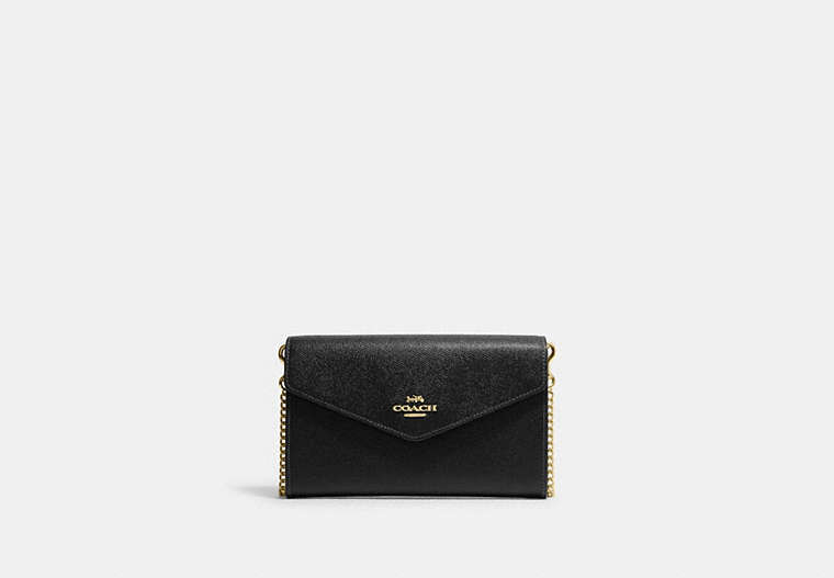 COACH®,ENVELOPE CLUTCH CROSSBODY,Gold/Black,Front View image number 0