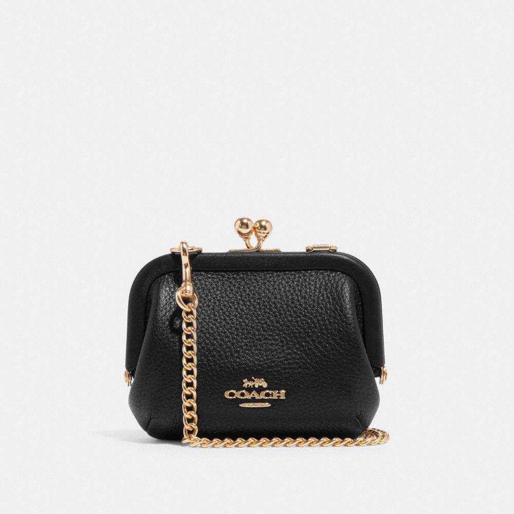 COACH®,NORA KISSLOCK CARD CASE,Mini,Gold/Black,Front View