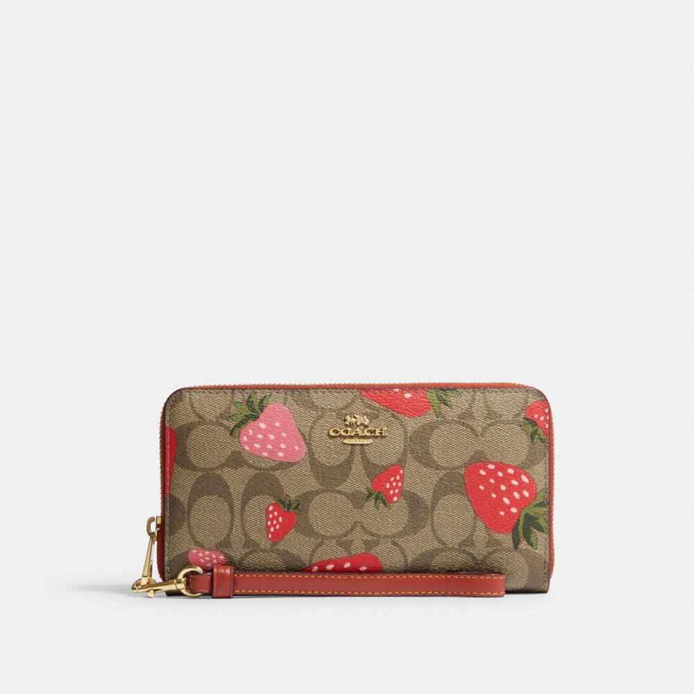 COACH® | Long Zip Around Wallet In Signature Canvas With Wild