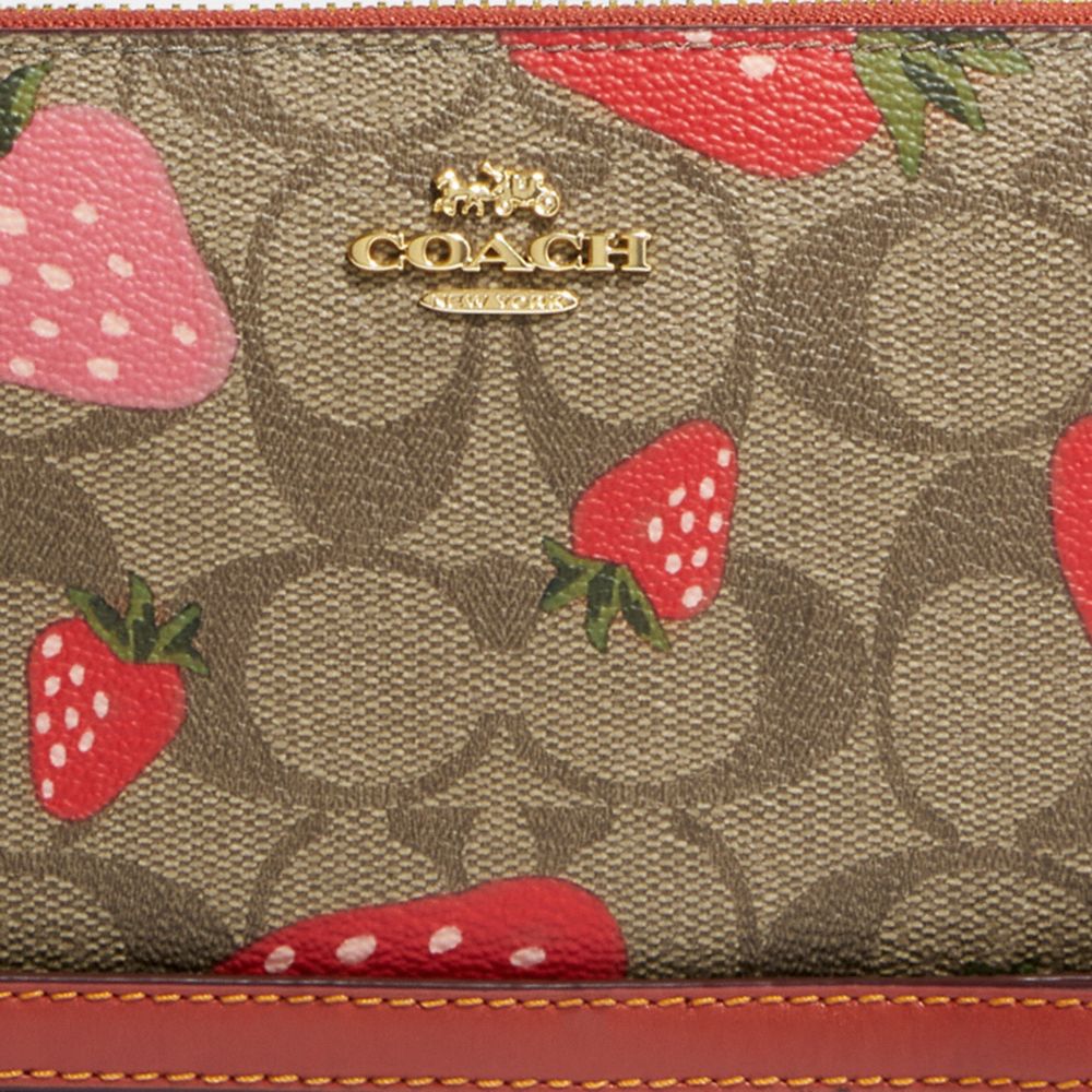 COACH® | Long Zip Around Wallet In Signature Canvas With Wild