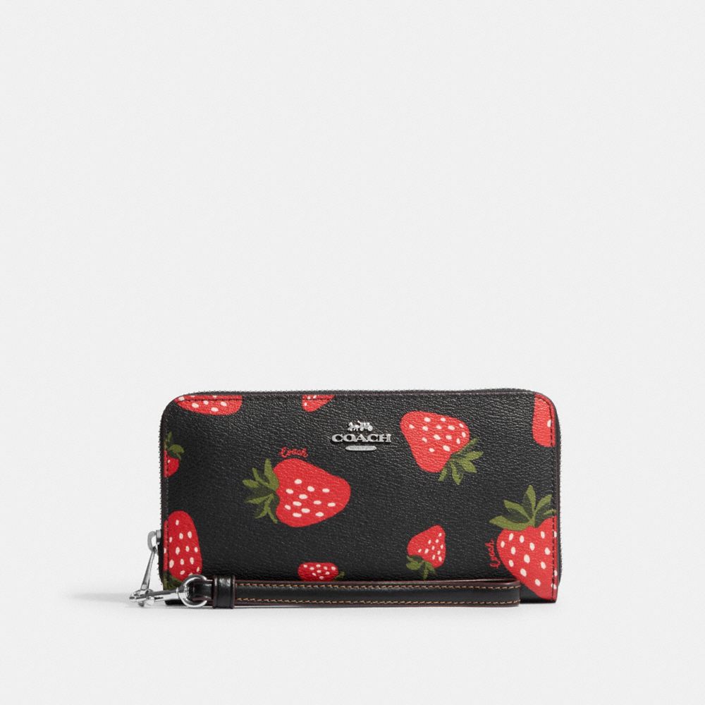 COACH® | Long Zip Around Wallet With Wild Strawberry Print