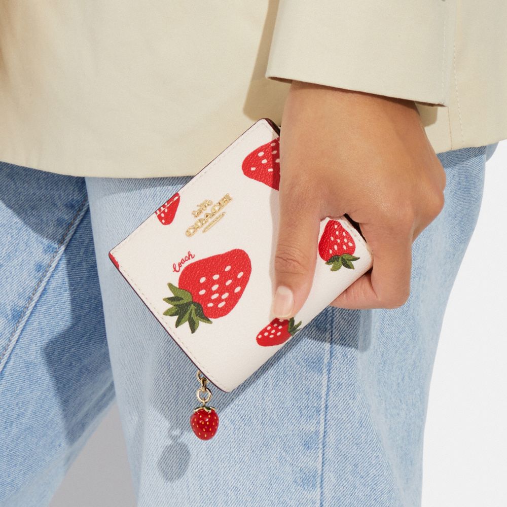 Coach Outlet Mini Wallet On A Chain With Strawberry Print