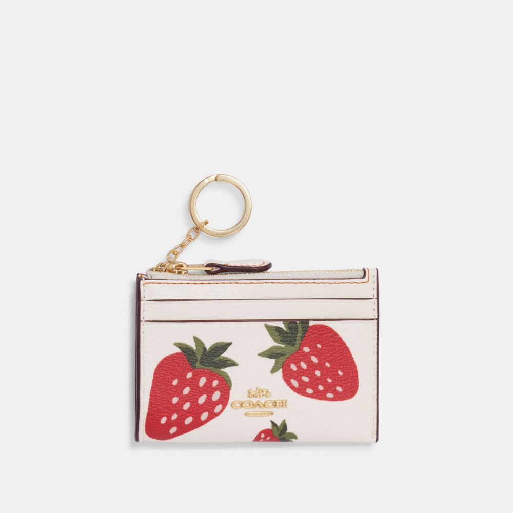 Mini Skinny Id Case With Wild Strawberry Print