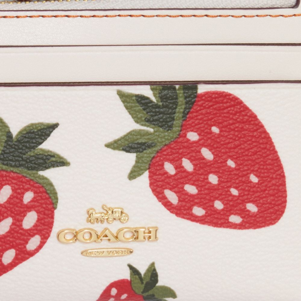 Coach Bags | Coach Mini Skinny ID Case with Wild Strawberry Print | Color: Red | Size: Os | Alessiachic's Closet