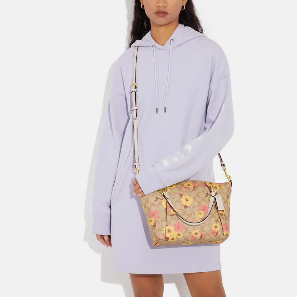 COACH®,Kacey Satchel Bag In Signature Canvas With Floral Cluster Print,,Detail View