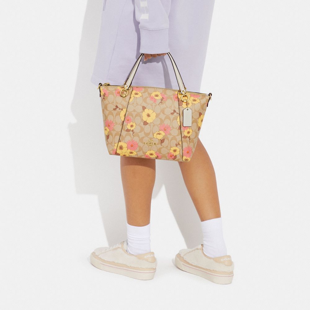 COACH®,Kacey Satchel Bag In Signature Canvas With Floral Cluster Print,,Detail View