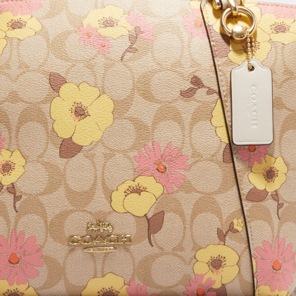 COACH®,Kacey Satchel Bag In Signature Canvas With Floral Cluster Print,,Detail View