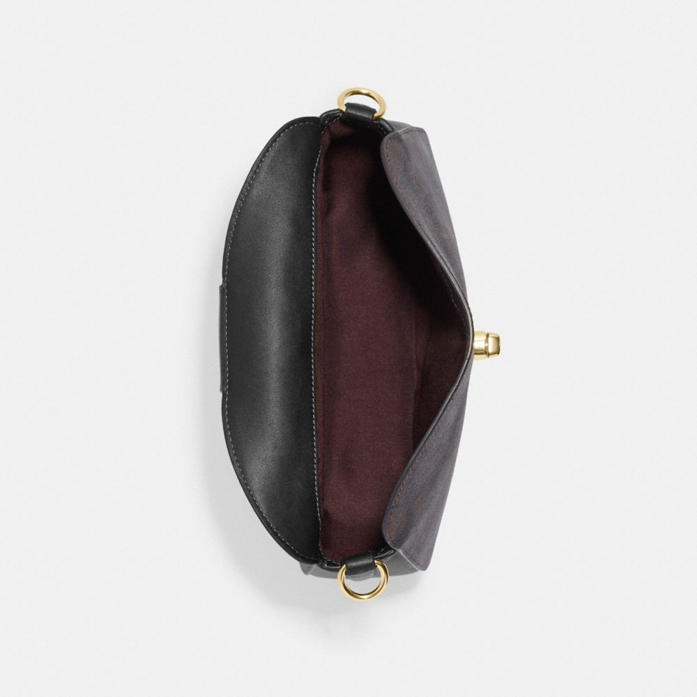 COACH®,SAC HOBO ELLA EN TOILE SIGNATURE,Or/Brun noir,Inside View,Top View
