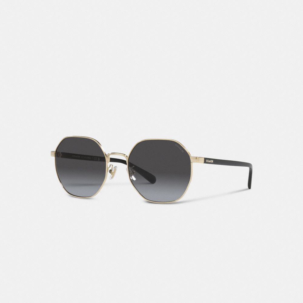 COACH®,METAL HEXAGON SUNGLASSES,Black,Front View