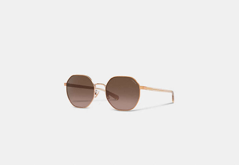 COACH®,METAL HEXAGON SUNGLASSES,Brown/Pink Flash,Front View