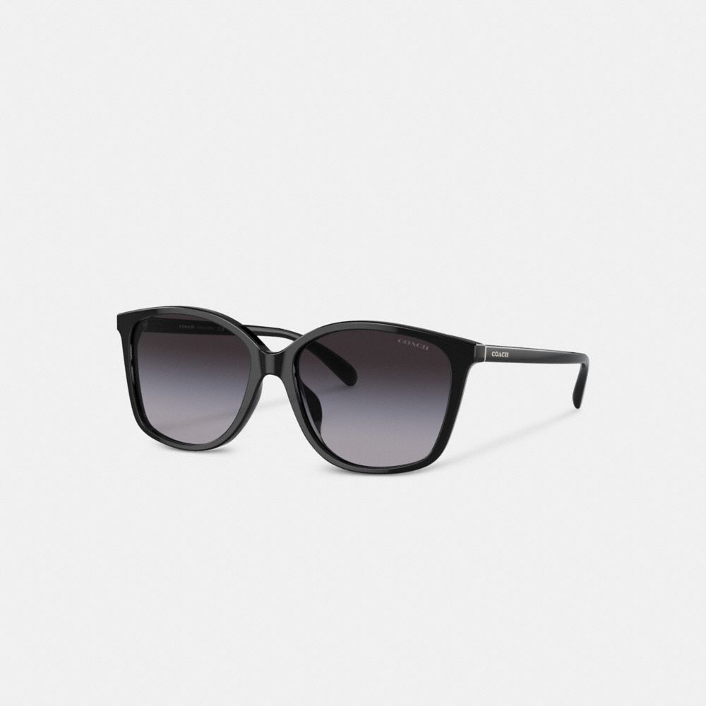 COACH®,EMBEDDED WIRE SQUARE SUNGLASSES,Black,Front View