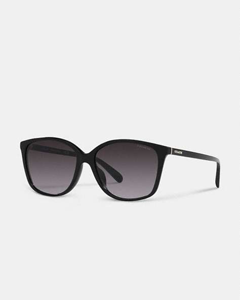 COACH®,EMBEDDED WIRE SQUARE SUNGLASSES,Black,Front View